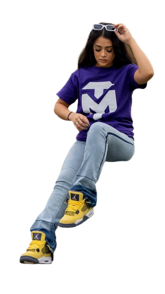 Purple white logo tee